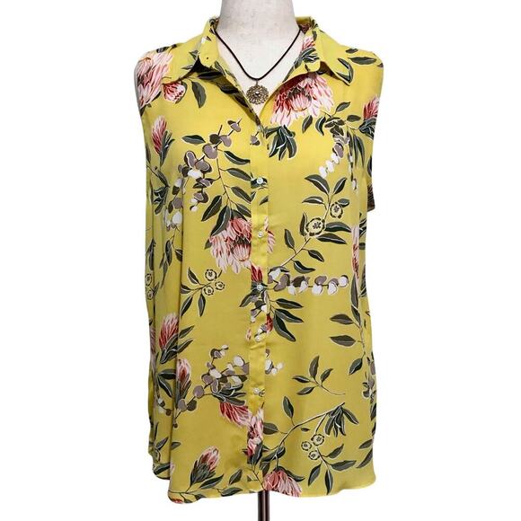 Loft NWT Sleeveless Yellow Floral Blouse Women Various - Picture 1 of 14